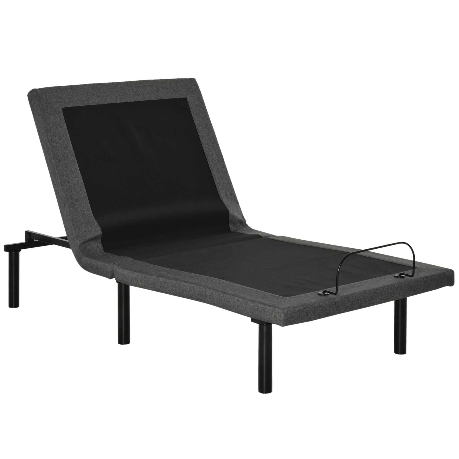 Homcom Twin Xl Adjustable Bed Frame, Ergonomic Zero Gravity Power Bed Base With Head And Foot Incline, Memory, And Wireless Remote, Gray Black Grey Steel