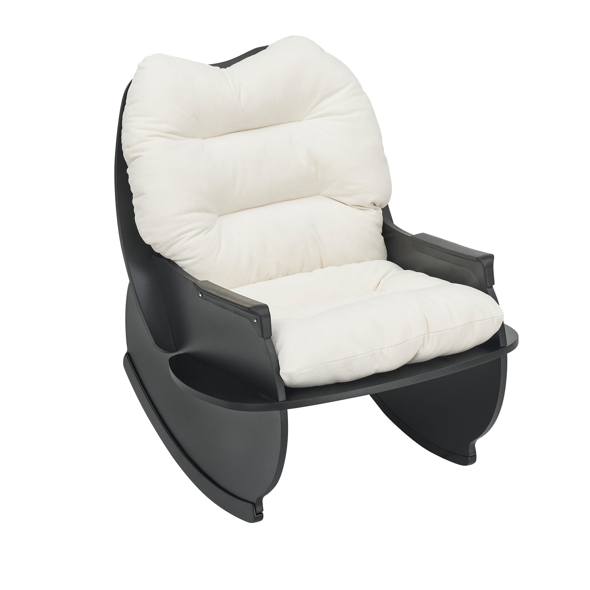 2409 Beige Rocking Chair Balcony Leisure Comfortable Seat For Elderly Children Adult Lunch Chair Beige Polyester Blend