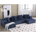 Arrived 131'' Modular Sectional Couch, U Shaped Sofachaise Lounge, Striped Fabric,Upholstered 4 Seater Couch For Living Room, Bedroom, Free Combination Sofa Corduroy , Blue Blue Polyester Primary Living Space Soft Modern Square Arms Foam Upholstered 4
