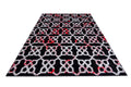 Jersey Area Rugs, Carpets For Livingroom, 5X7 Area Rugs ,3989 Black Red Rectangle 5&7 Black Red Contemporary Abstract Polypropylene