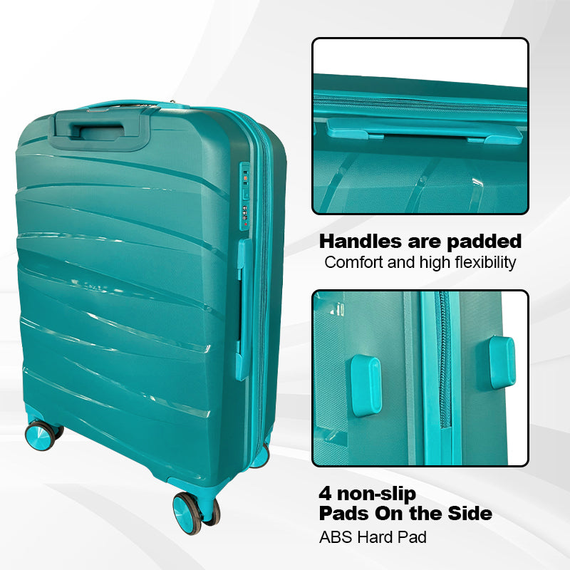 Hardside Luggage Sets 3 Pieces, Expandable Luggages Spinner Suitcase With Tsa Lock Lightweight Carry On Luggage 20Inch 24Inch 28Inch Antique Green Polypropylene