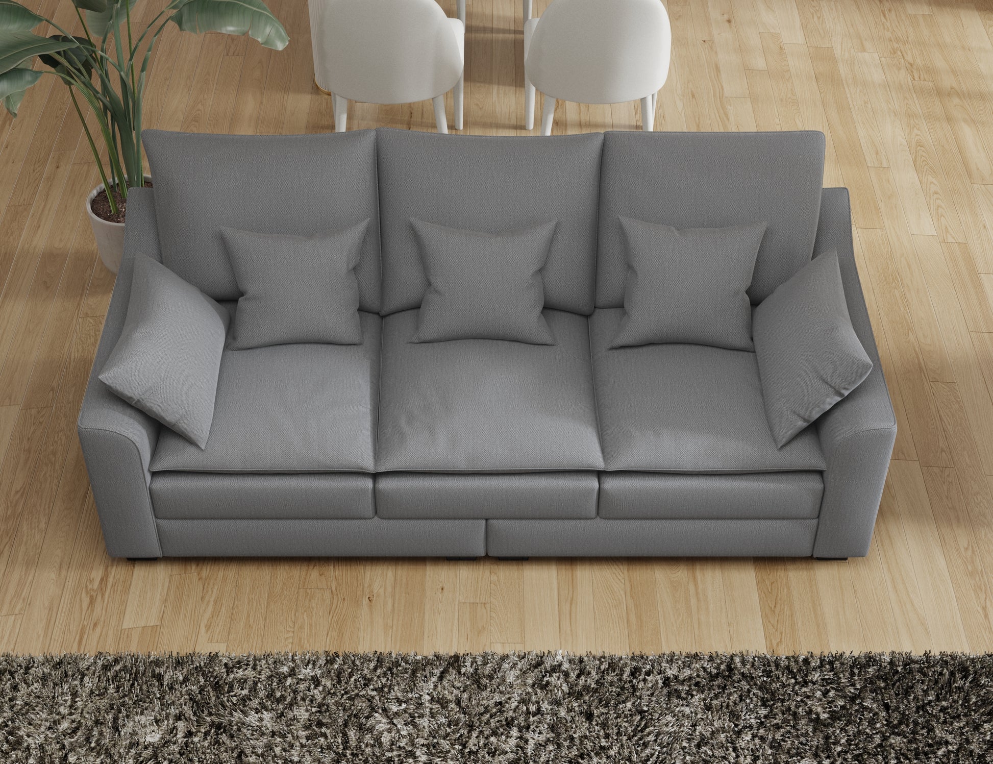 78.7" Sofa Couch 3 Seater Sofa With Pillows Polyester Upholstery Duck Down Filled Cushion Sofa For Living Room Apartment,Grey Grey Polyester Wood Primary Living Space Soft Cushion Back Foam Polyester 3 Seat