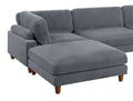 Living Room Furniture 1Pc Cocktail Ottoman Dark Gray Corduroy Cushion Extra Large Ottoman Wood Legs Dark Gray Primary Living Space Grey Contemporary,Modern Square Corduroy