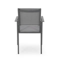 Outdoor Modern Aluminum Dining Chair With Mesh Seat Set Of 2 , Metal Gray And Dark Gray Gray Aluminium