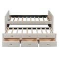 Twin Size Upholstered Daybed With Twin Size Trundle And Drawers, Velvet, Beige Box Spring Not Required Twin Beige Velvet