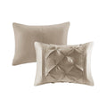 7 Piece Tufted Comforter Set Taupe Cal King California King Taupe Polyester