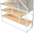 Full Size Metal Loft Bed With Wardrobe And Storage Shelves, White Box Spring Not Required Full White Metal Mdf Metal