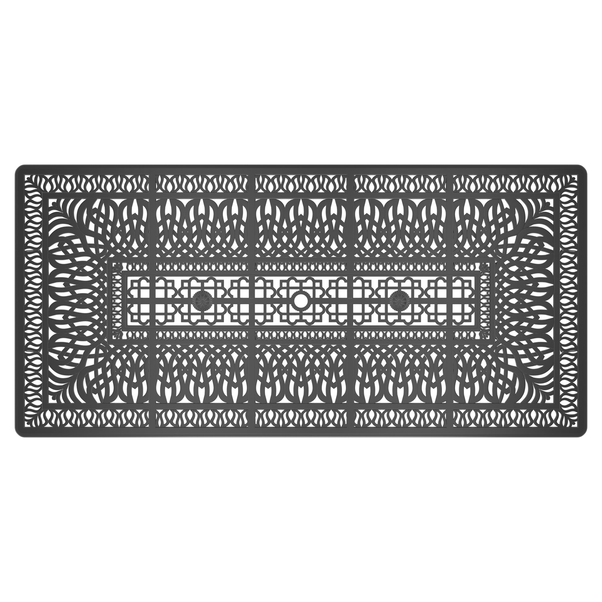 Cushions In Random Colors 7 Piece Set Of Cast Aluminum Patio Furniture With Cushions Yes Dining Set Black Seats 6 Rust Resistant Frame Water Resistant Cushion Garden & Outdoor Complete Patio Sets Aluminium