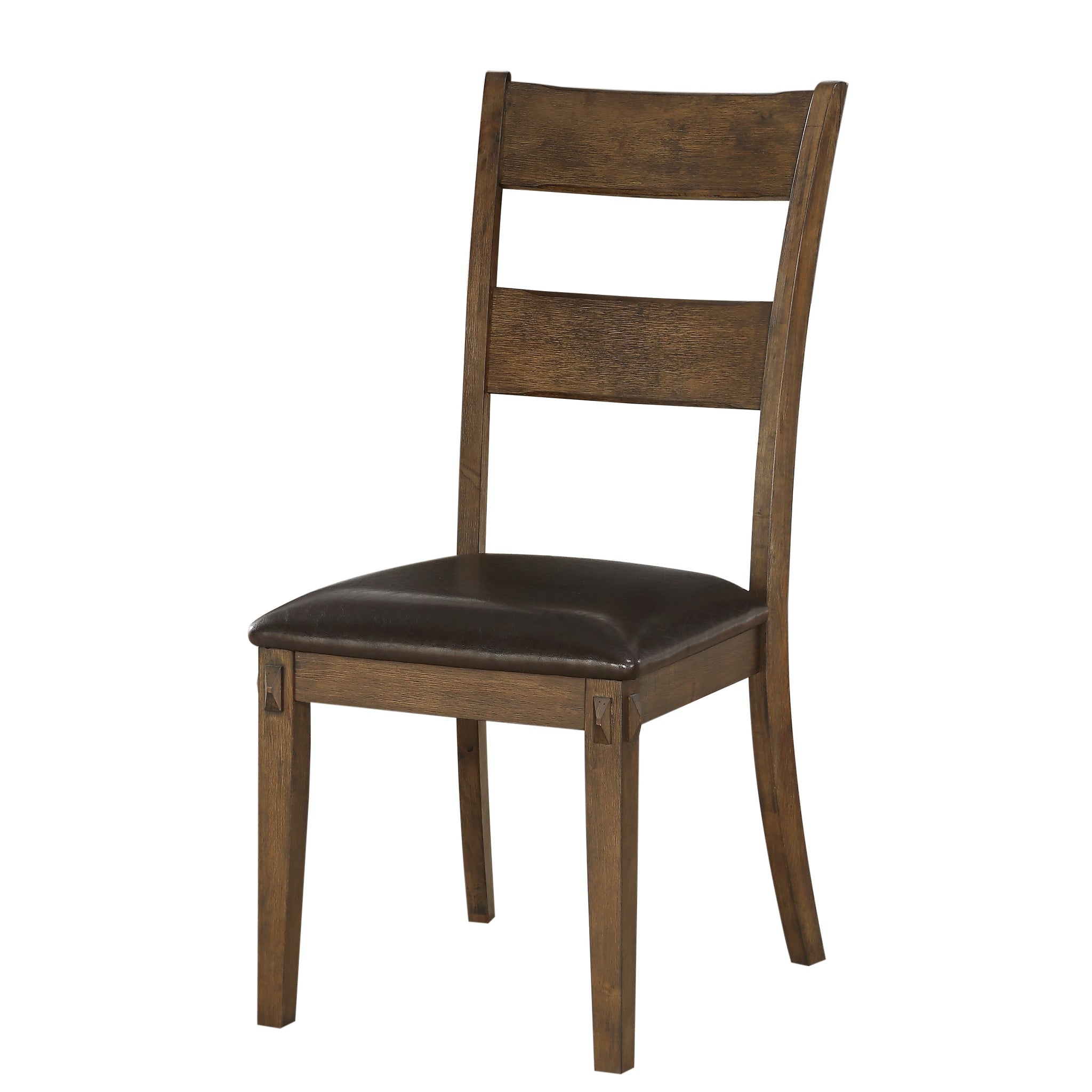 Wooden Side Chairs Withpadded Seat And Panelled Back, Set Of Two, Brown Brown Wood Fabric