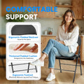 2 Pack Folding Chairs With Leather Padded Cushion Seats & Durable Metal Frame, Comfortable, Foldable, Portable, Commercial Event Seat, Indoor Outdoor For Parties, Home, Office, Black Black Leather