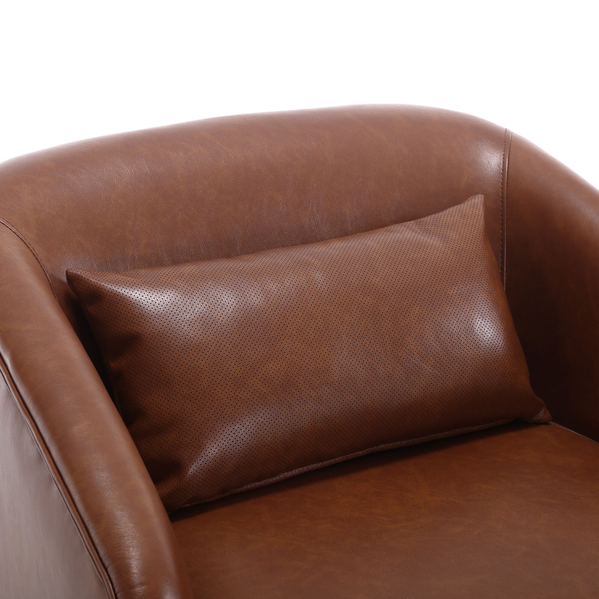 Coolmore Swivel Barrel Chair, Comfy Round Accent Sofa Chair For Living Room, 360 Degree Swivel Barrel Club Chair, Leisure Arm Chair For Nursery, Hotel, Bedroom, Office, Lounge Brown Pu Brown Pu Primary Living Space Foam Pu Leather