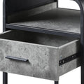 Concrete Grey And Black 1 Drawer End Table Black Grey Primary Living Space Modern Drawers Rectangular Wood Metal Sled
