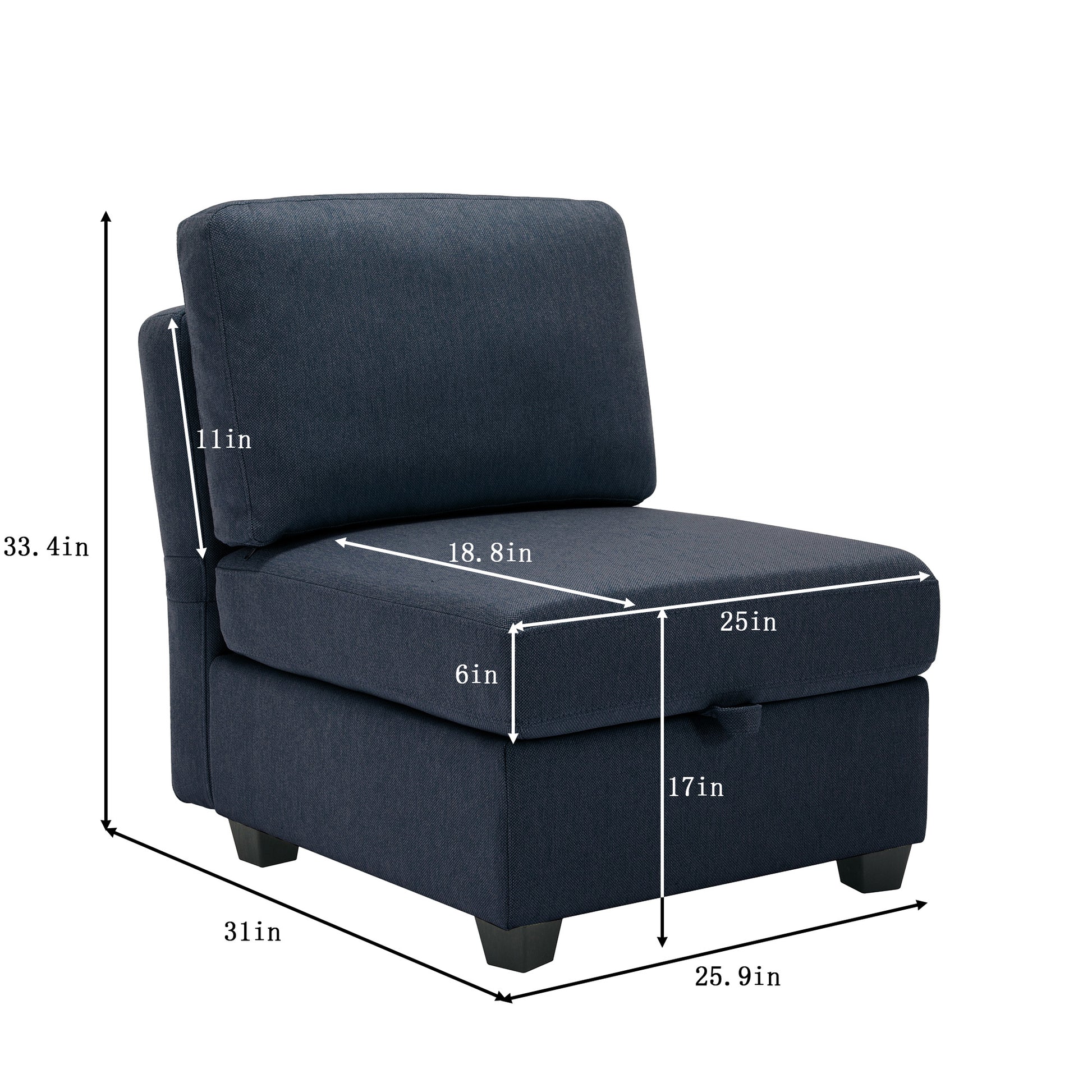 Palmilla Armless Sofa Blue Blue Polyester 1 Seat