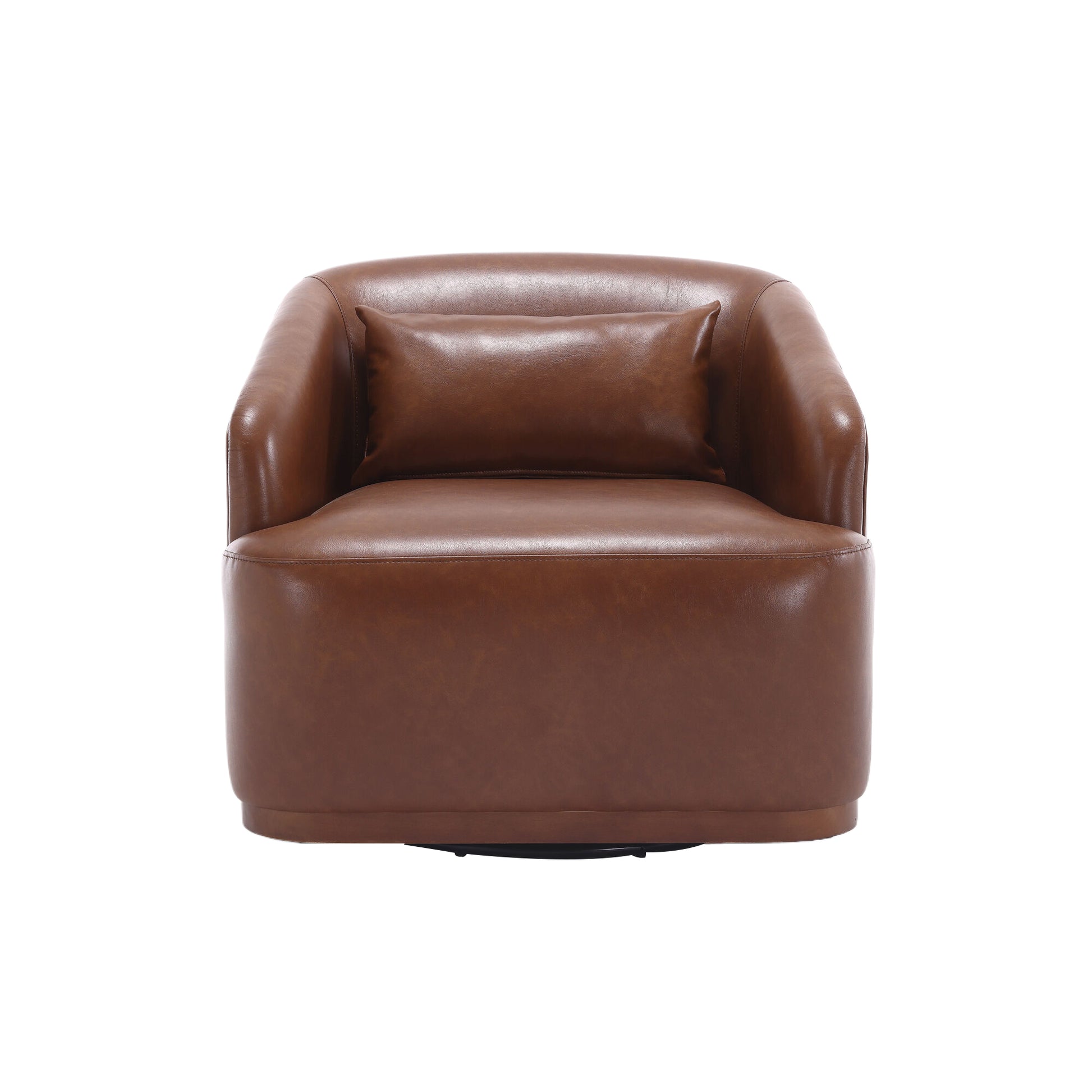Coolmore Swivel Barrel Chair, Comfy Round Accent Sofa Chair For Living Room, 360 Degree Swivel Barrel Club Chair, Leisure Arm Chair For Nursery, Hotel, Bedroom, Office, Lounge Brown Pu Brown Pu Primary Living Space Foam Pu Leather