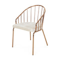 Upholstered Dining Chair Velvet Cushion With Stainless Steel Frame Set Of 2 , Beige And Rose Gold Beige Set Of 2 Velvet