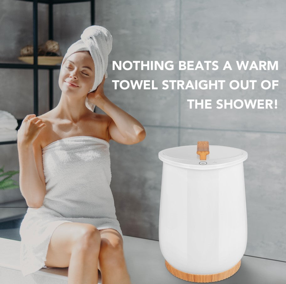 Towel Warmers, Luxury Bucket Towel Warmers, Large Towel Warmers For The Bathroom, Fits Up To 2 Oversized Towels, Bathrobes, Blankets, Pjs And More. White Plastic