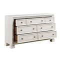 Classic Luxury Pearl White Finish Dresser Of 7X Drawers Wooden Bedroom Furniture 1Pc, Dart Molding Design White Wood