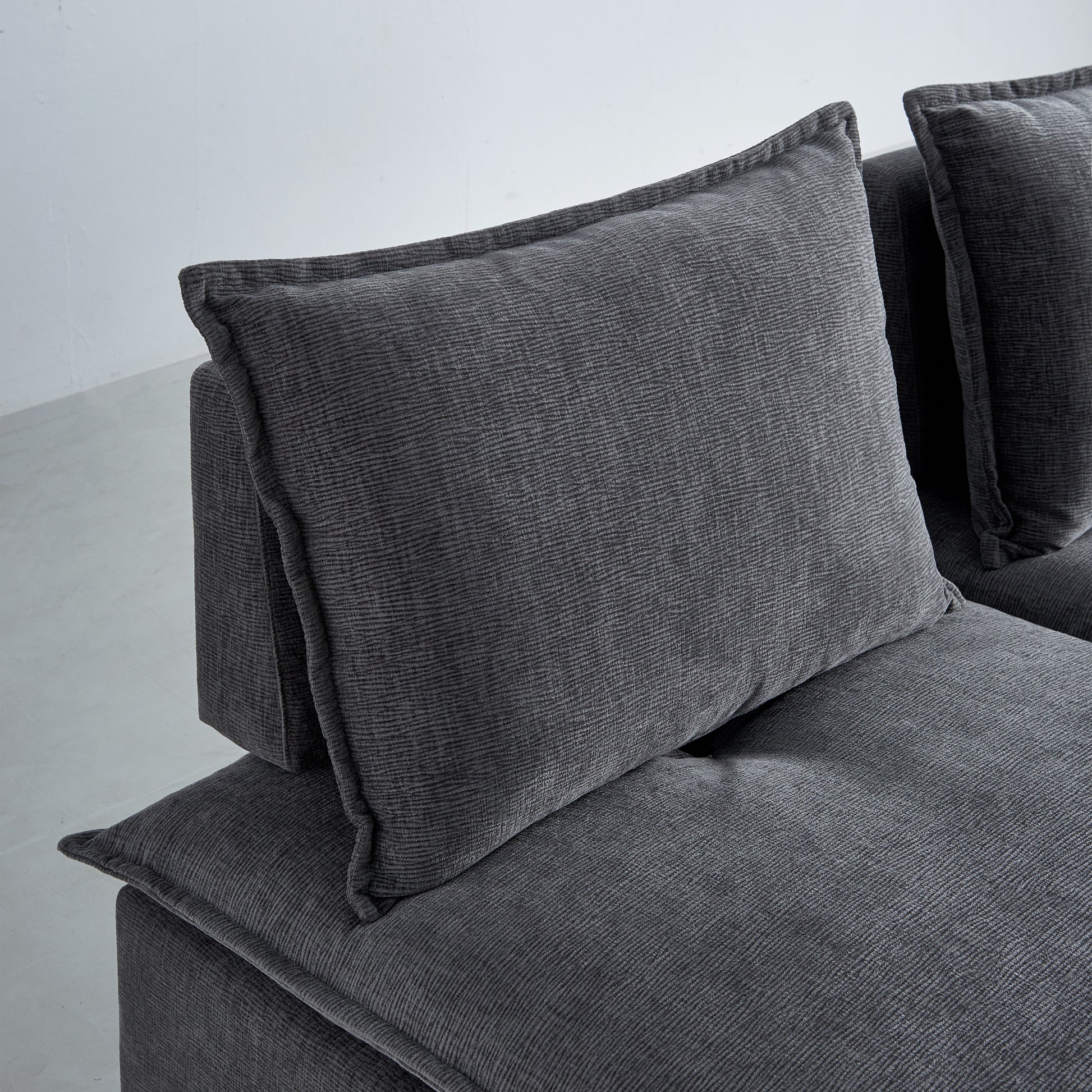 Mid Century Modern 3 Seater Sofa Couch For Living Room Modular Sectional Armless Sofa, Ultra Soft Chenille Fabric, Sturdy Frame, Comfortable And Stylish Furniture Gray Foam Chenille 3 Seat