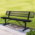 6 Ft. Outdoor Steel Bench With Backrest In Black Black Carbon Steel