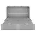 Full Size Murphy Bed With Drawer And A Set Of Sockets & Usb Ports, Pulley Structure Design, Gray Full Gray Plywood