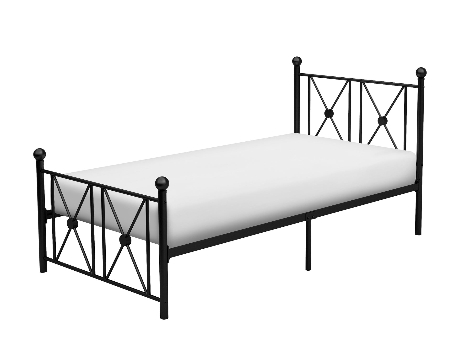 Black Finish Metal Frame 1Pc Twin Platform Bed Modern Traditional Bedroom Furniture Box Spring Not Required Twin Black Metal Bedroom Metal