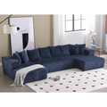 Arrived 131'' Modular Sectional Couch, U Shaped Sofachaise Lounge, Striped Fabric,Upholstered 4 Seater Couch For Living Room, Bedroom, Free Combination Sofa Corduroy , Blue Blue Polyester Primary Living Space Soft Modern Square Arms Foam Upholstered 4
