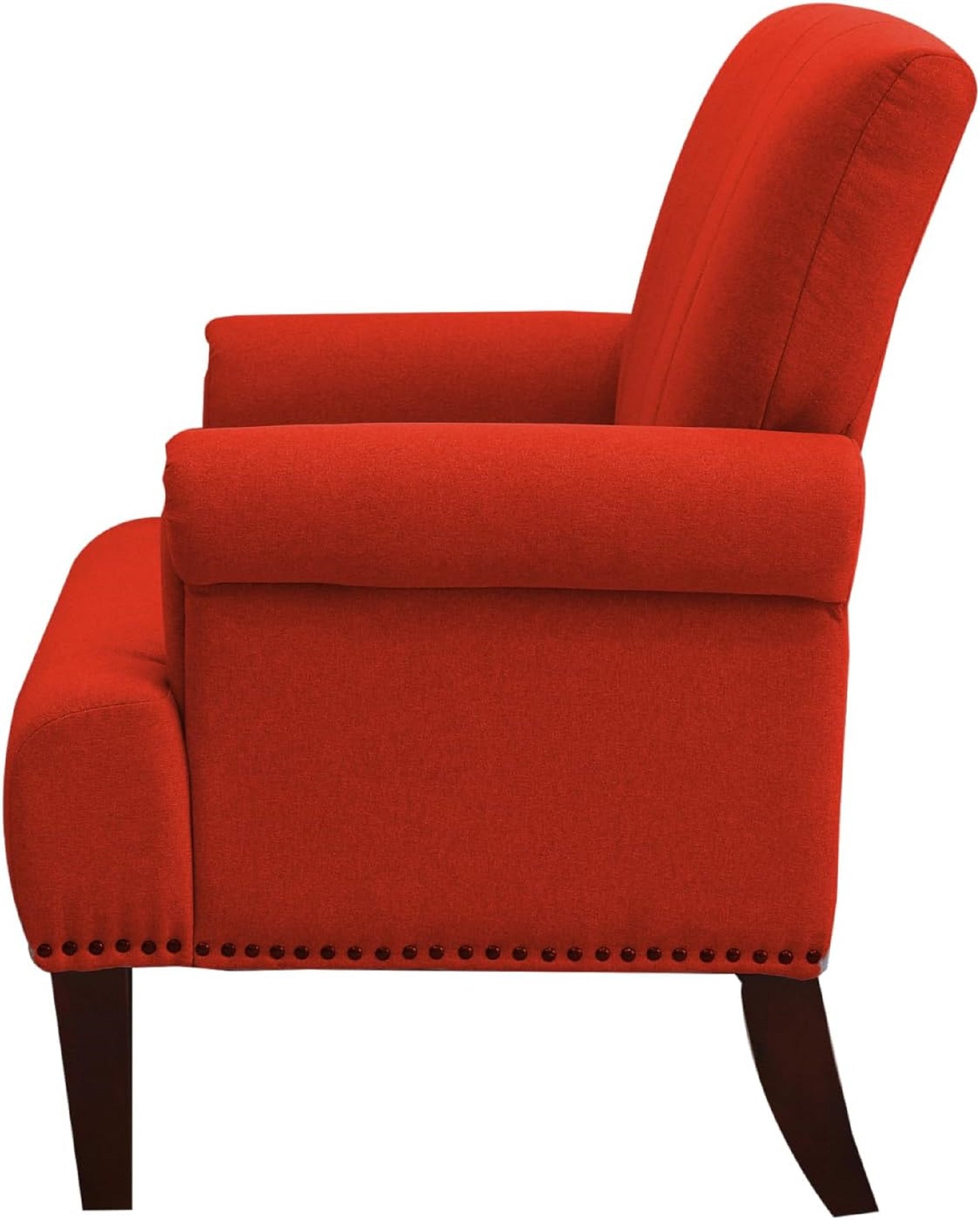 1Pc Traditional Accent Chair Rolled Arms Trim Soft Fabric Upholstered Furniture For Living Room Bedroom Office Orange 30" Wide Armchair Orange Primary Living Space Traditional Foam Wood