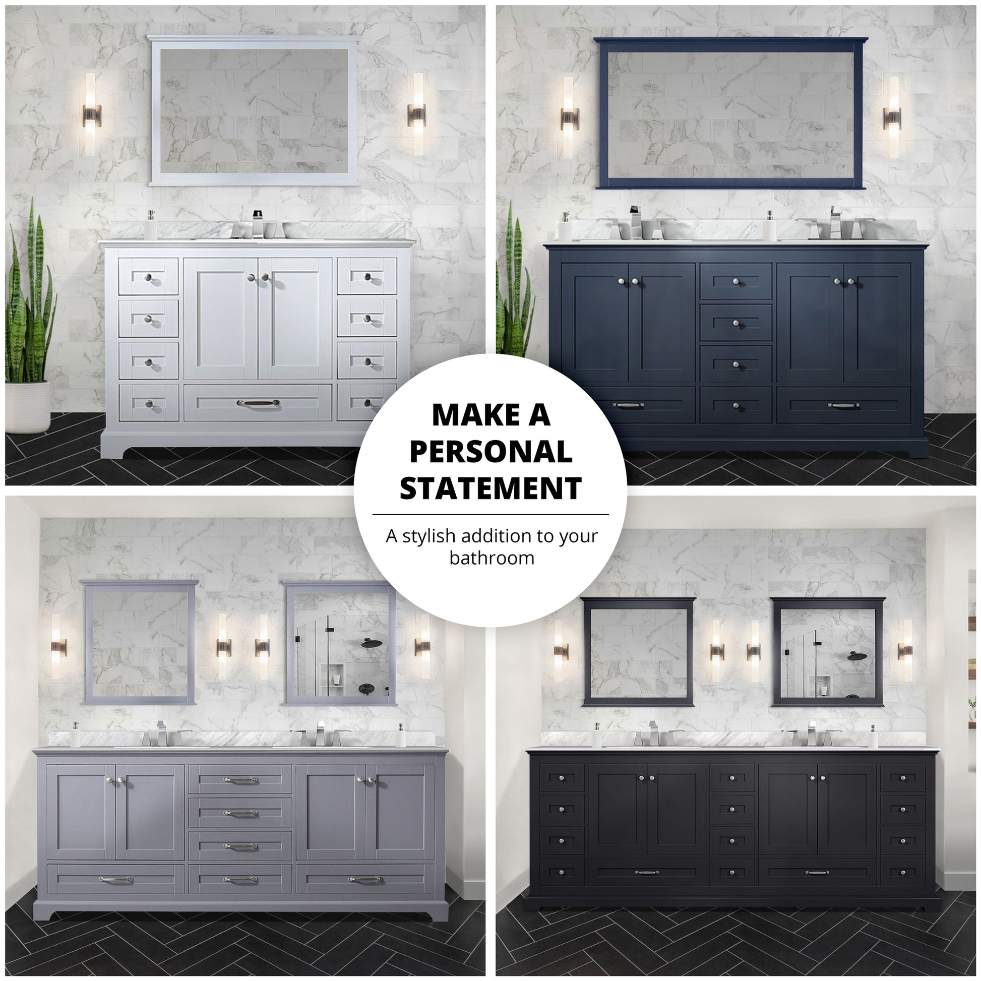 White Double Bath Vanity 84 In. W X 22 In. D White Plywood Wood