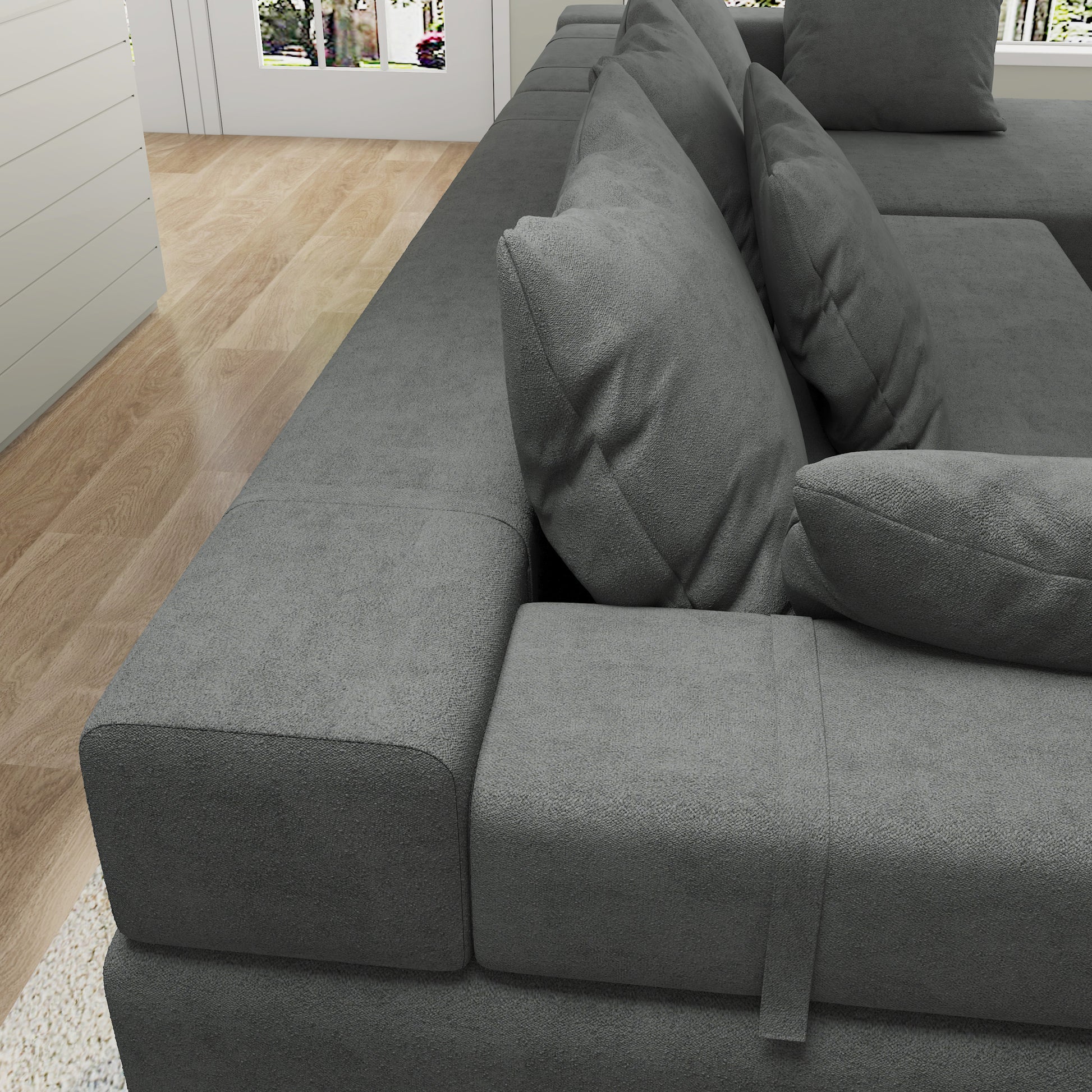 Modern Upholstered Sectional Sofa Couch Set,Modular 108" L Shaped Sectional Living Room Sofa Set With 6 Pillows,Free Combination Sofa Couch For Living Room,Bedroom Grey Foam Chenille 3 Seat