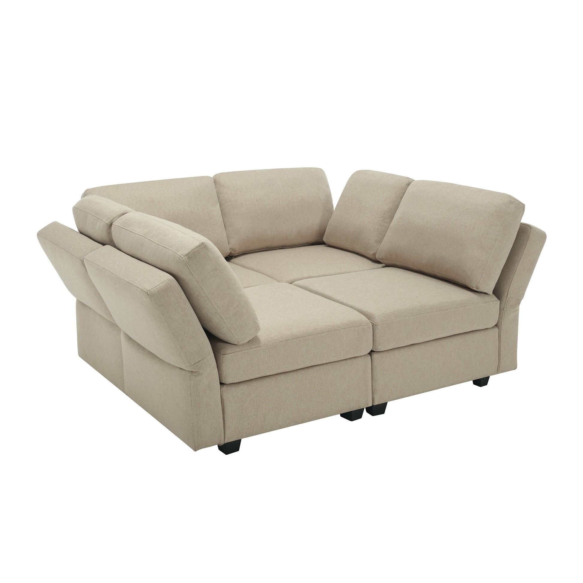 4 Seat Sofa Bed Upholstered Sofa Sleeper, Space Saving Sof Bed2 Seat Sofa With Storage Space Under Seatsall Arms And Backs Adjustabled For Ultimate Comfort Seating Beige Beige Polyester 4 Seat