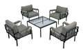 Grey And Black Patio Arm Chair With Loose Back Yes Grey Black Garden & Outdoor Modern Wood Fabric