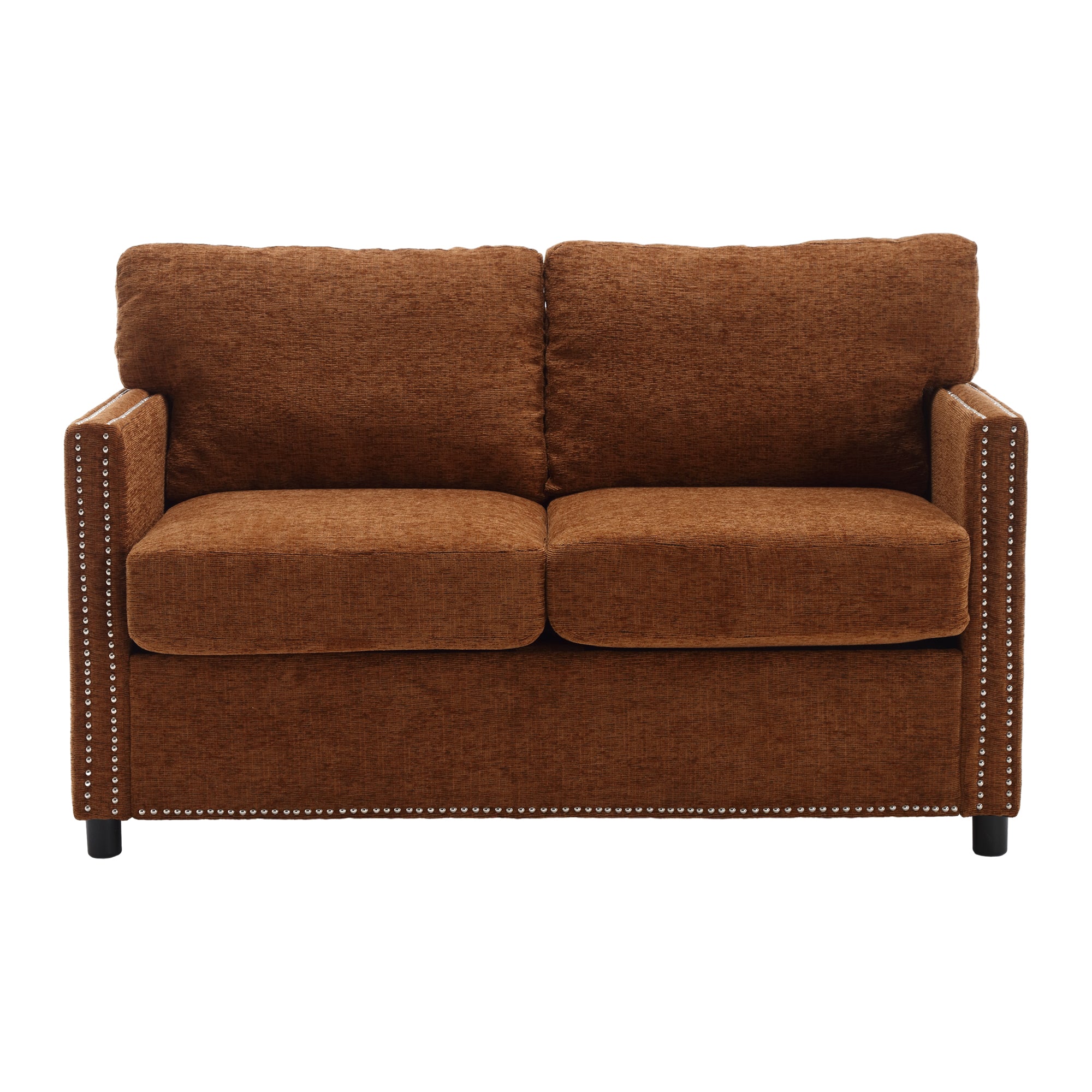 United Modern Chenille Fabric Loveseat, 2 Seat Upholstered Loveseat Sofa Modern Couch Brown Chenille 2 Seat