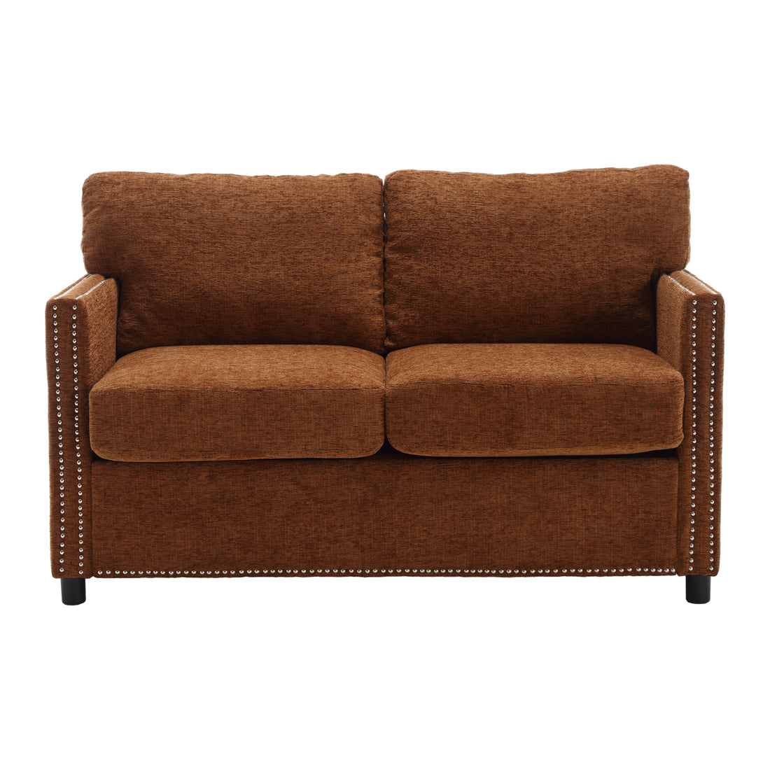 United Modern Chenille Fabric Loveseat, 2 Seat Upholstered Loveseat Sofa Modern Couch Brown Chenille 2 Seat