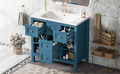 36'' Bathroom Vanity With Resin Sink Combo, Solid Wood Frame Bathroom Storage Cabinet, Freestanding Vanity Set With 5 Drawers& Soft Closing Doors Same As N710S136001C Blue Bathroom Solid Wood Mdf Resin