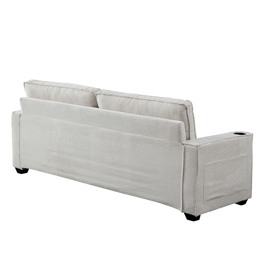Corduroy Sofa, 87.4 Inch Modern Design Sofa With Cup Holder And Storage Bags, Deep Seat Sofa Couch,Comfy Couch For Living Room,Apartment,Office,Beige Beige Corduroy 3 Seat