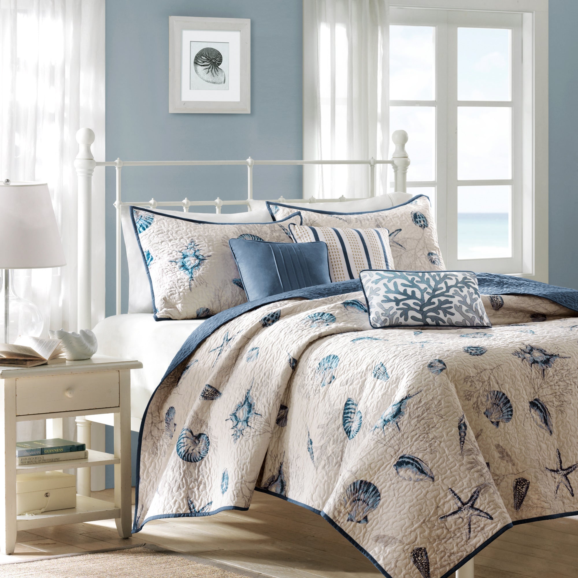 Brushed Microfiber Quilt Set With Throw Pillows Blue Twin Twin Xl Twin Blue Polyester