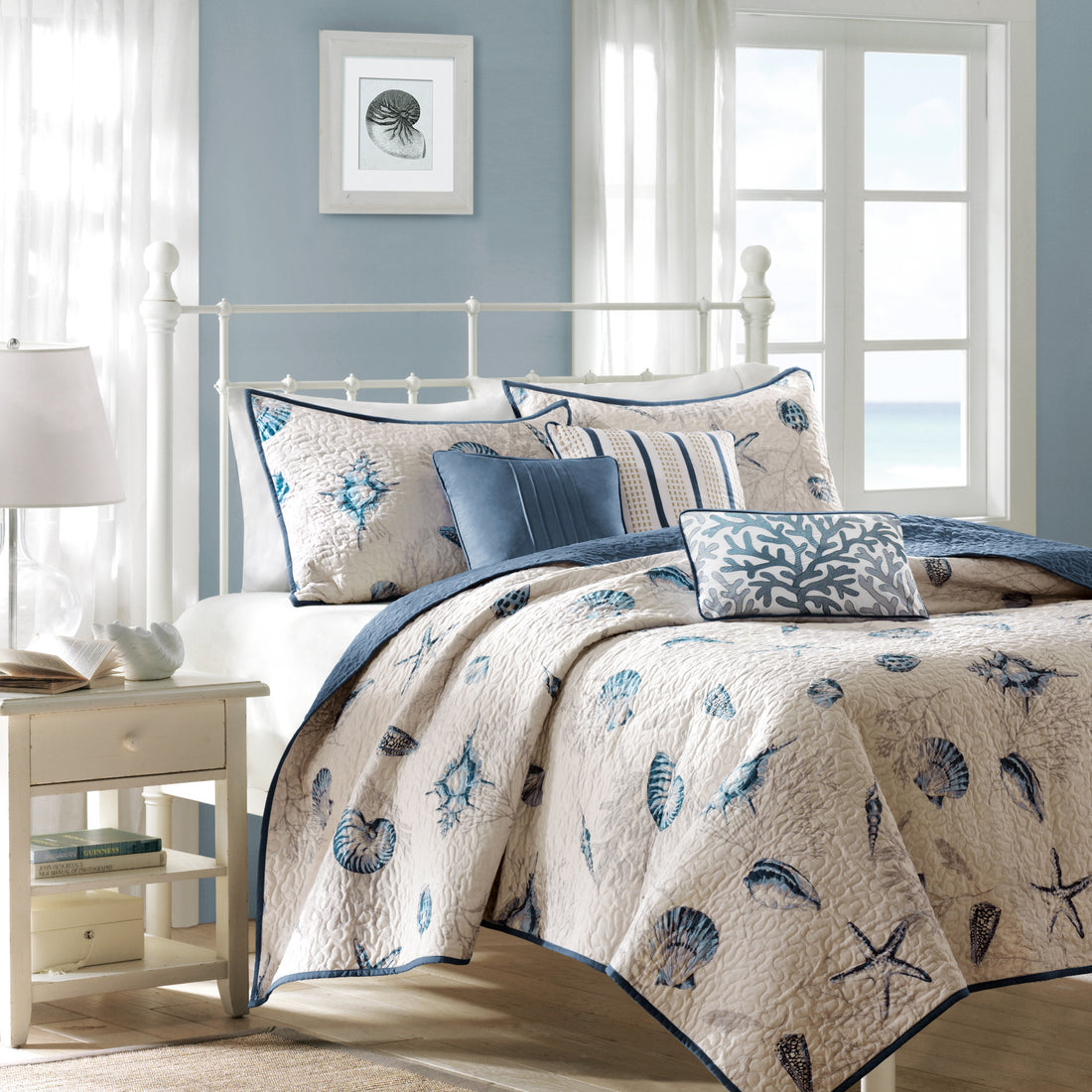 Brushed Microfiber Quilt Set With Throw Pillows Blue Twin Twin Xl Twin Blue Polyester