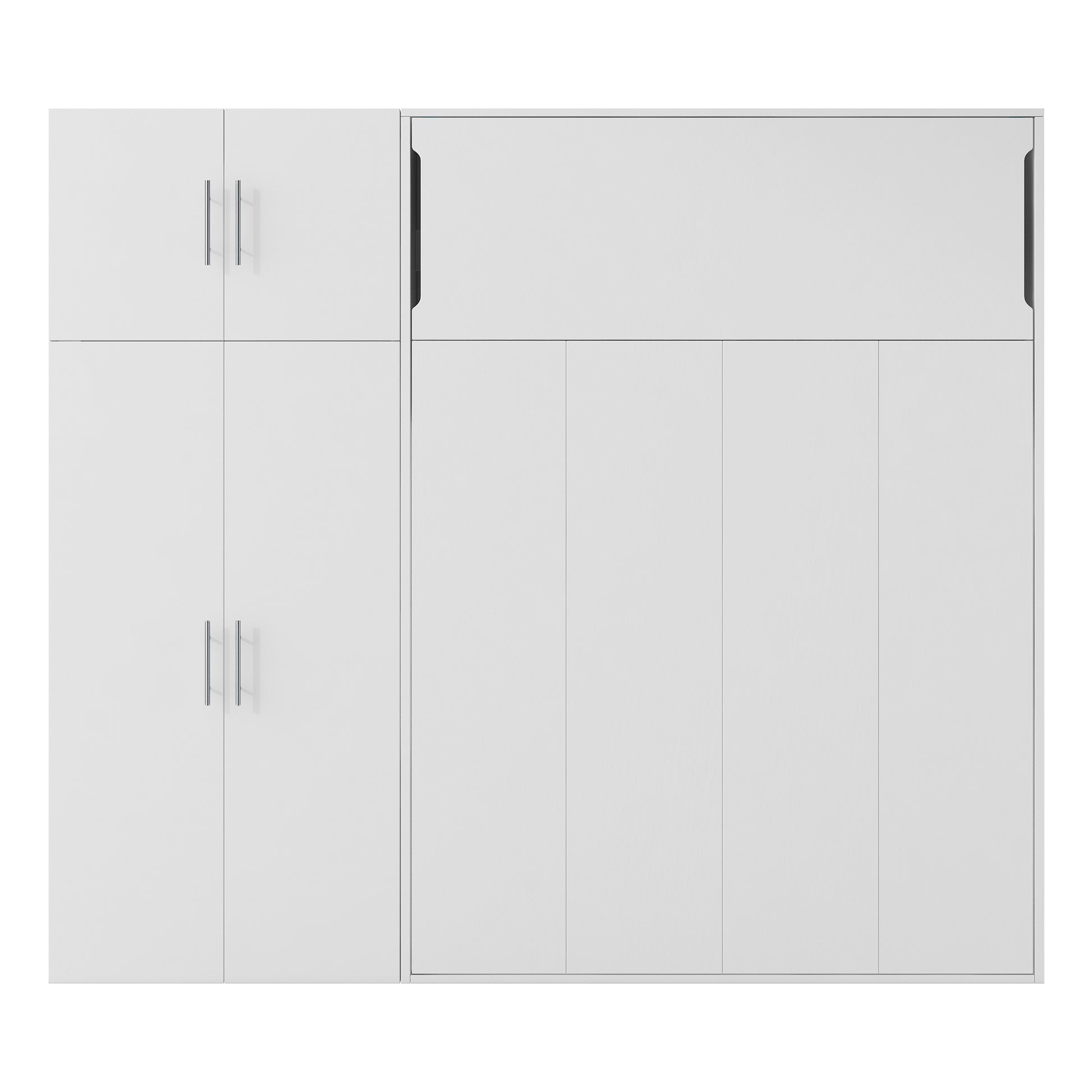 Full Size Murphy Bed With Lockers And Wardrobes, White Box Spring Not Required Full White Murphy Solid Wood Mdf