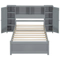 Twin Size Platform Bed With Storage Headboard And Lockers, Gray Twin Box Spring Not Required Gray Wood Bedroom Solid Wood Mdf