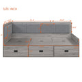 Twin Size Daybed With Three Drawers And Three Storage Compartments, Gray Twin Gray Mdf