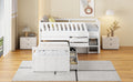 L Shaped Space Saving Twin Loft And Twin Platform Bed With 7 Drawers And Full Guardrails White Twin White Solid Wood
