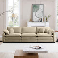 Mid Century Modern 3 Seater Sectional Sofa With 2 Arm Pillows And 3 Throw Pillows,Tan Corduroy Fabric Tan Corduroy 3 Seat