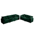 Modern Fabric Living Room Sofa Two Piece Set, Two 2 Seater Sofas With 8 Cushion Upholstery Large Deep Seat Recliner, Green Corduroy Fabric Green Corduroy 5 Seat