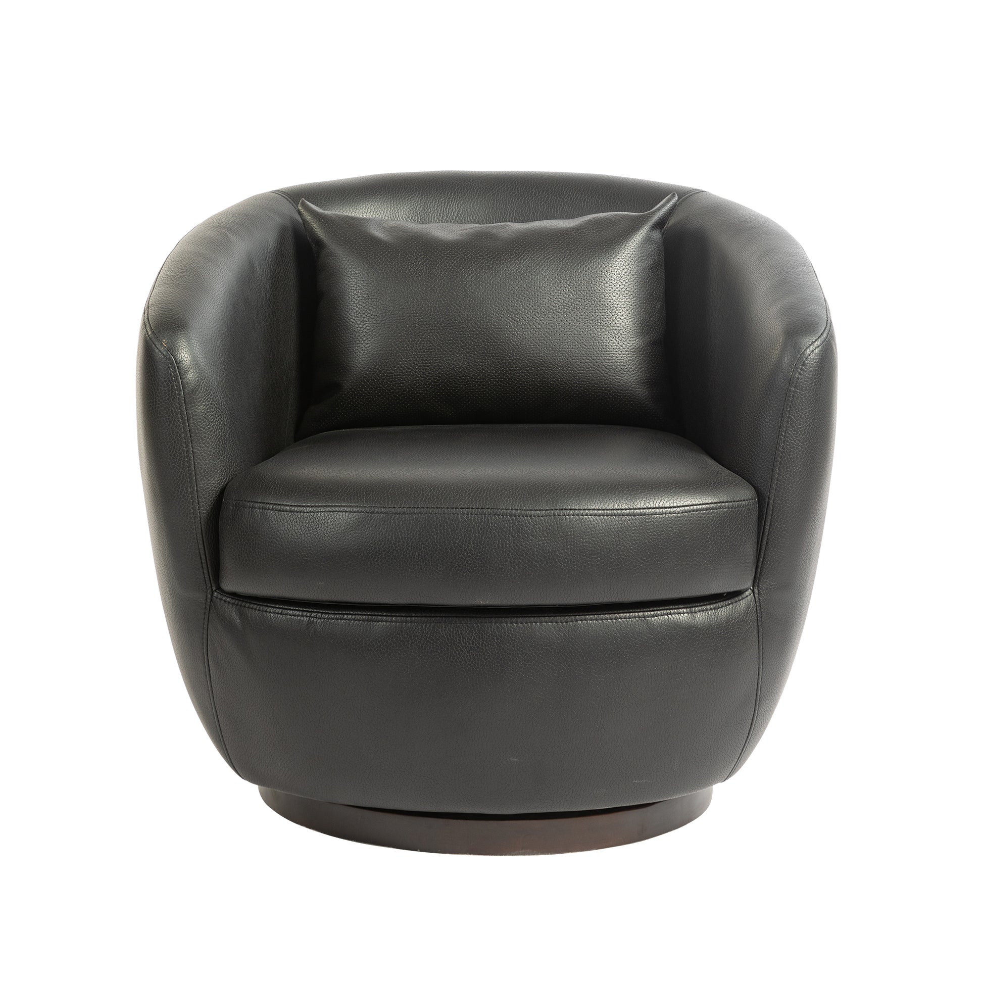 Upholstered Swivel Barrel Armchair With Storage Modern Living Room Side Chair For Bedroom Office Reading Spaces Pu Black Black Foam Upholstered