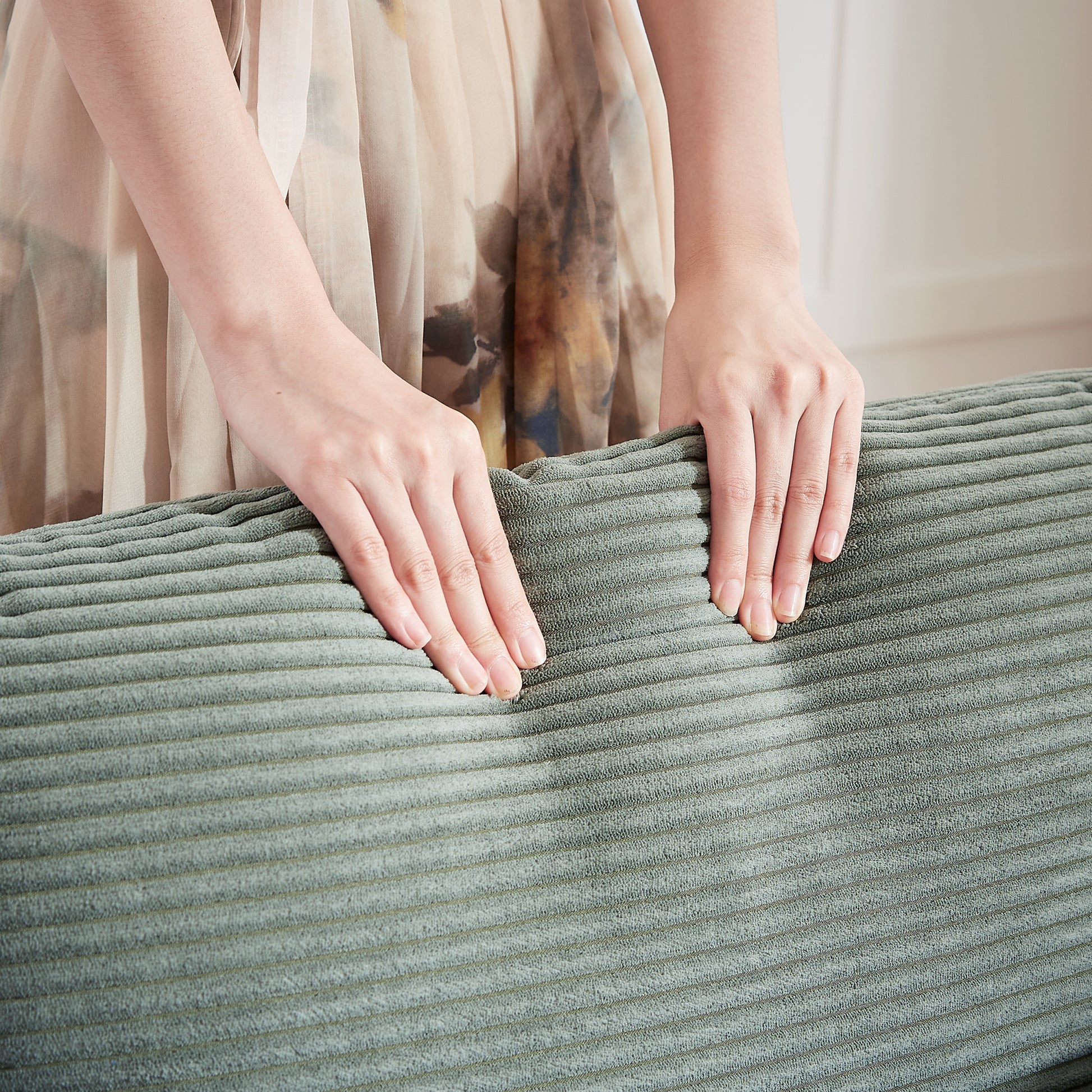 60"Corduroy Fabric Sofa With 33" Single Sofa, Modern Sofa With Support Pillowfor Apartment, Office, Living Room & Bedroom Green Corduroy 3 Seat