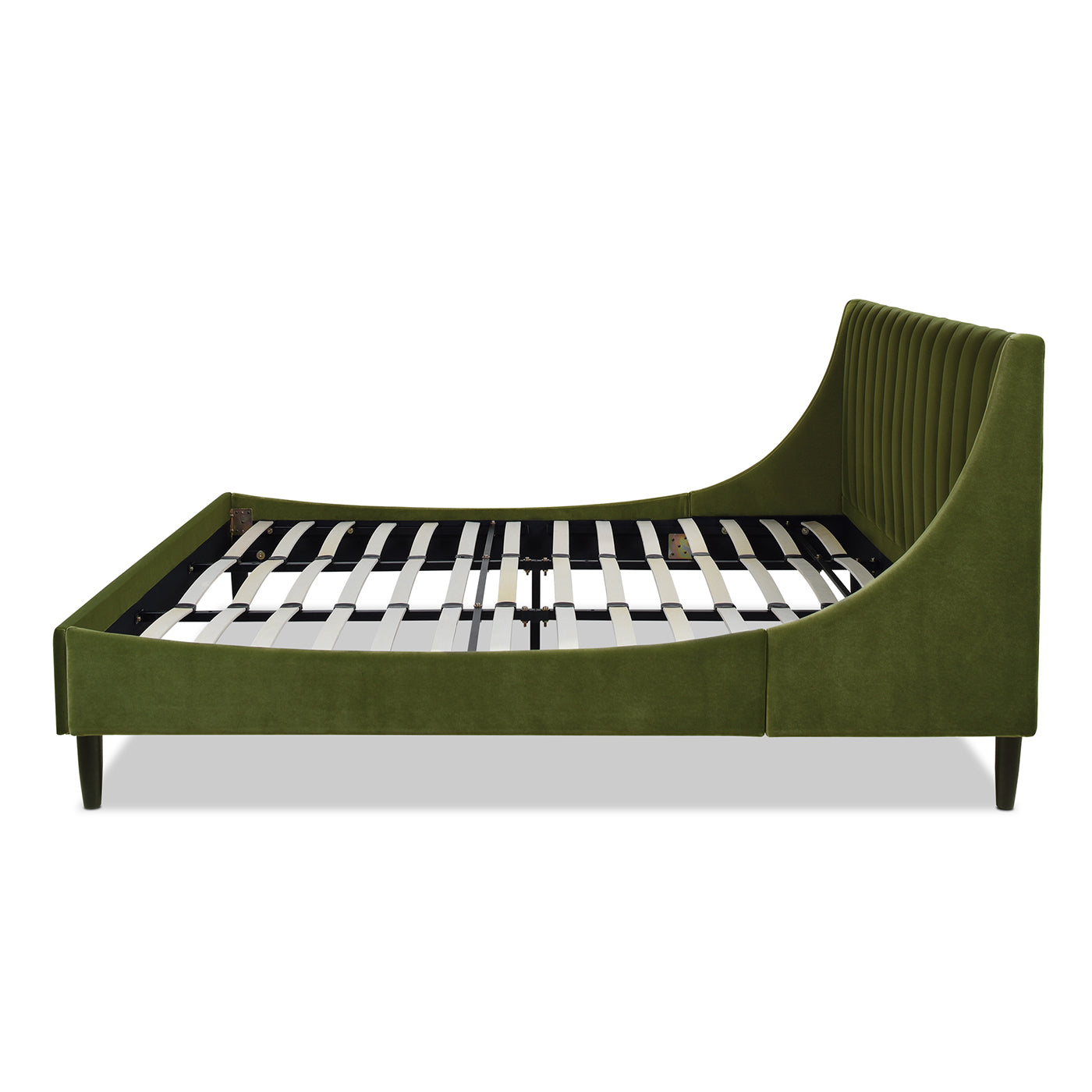 Aspen Vertical Tufted Headboard Platform Bed Set, King, Olive Green Performance Velvet Box Spring Not Required King Olive Green Wood Foam Velvet Velvet