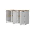 Mercury Kitchen Island With Spacious Countertop, Double Door Cabinets, And 2 Open Storage Shelves Multi Kitchen Modern Rectangular Stationary Kitchen Islands Melamine Particle Board Large 56 In