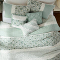 6 Piece Cotton Percale Quilt Set With Throw Pillows Aqua Full Queen Full Aqua Polyester