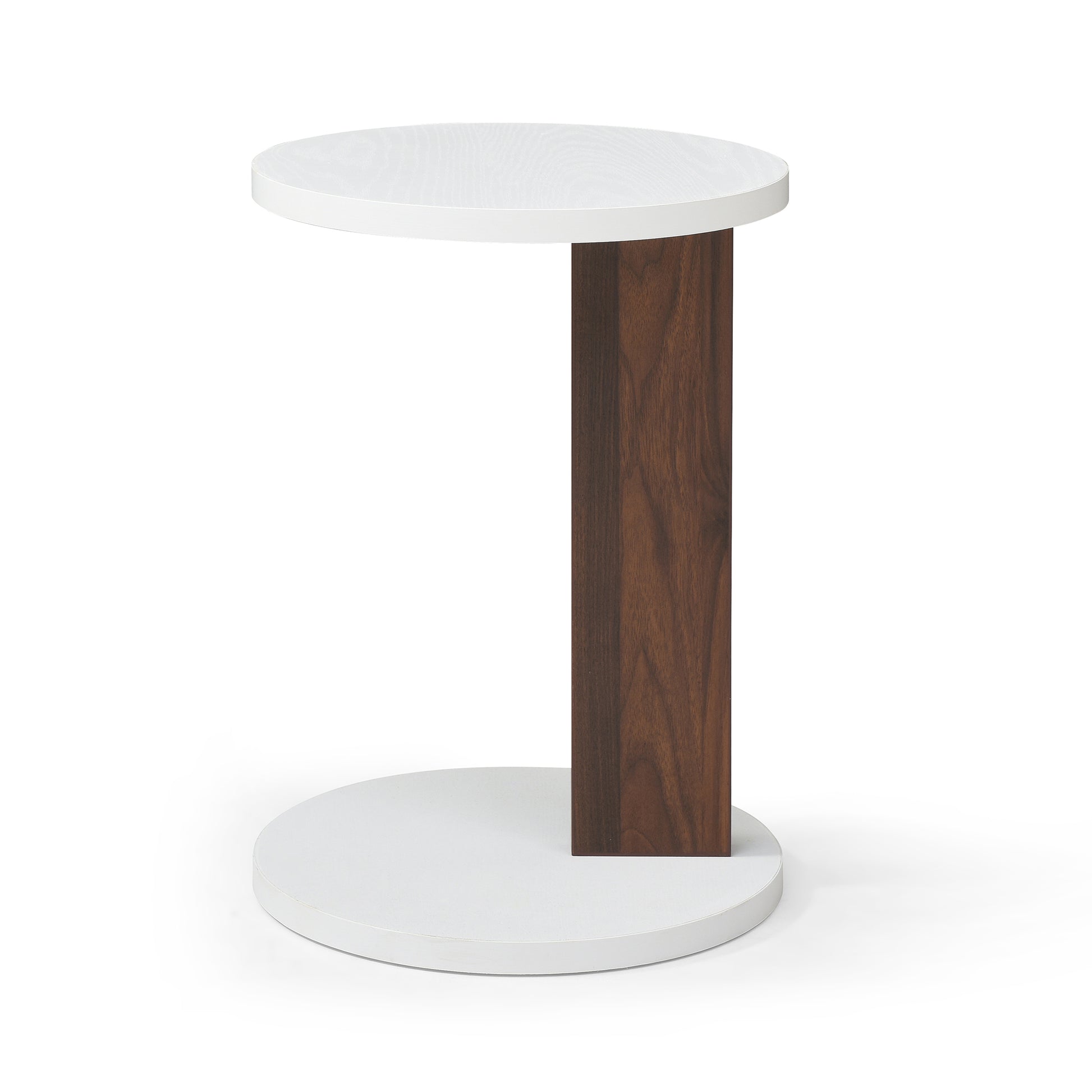 C Shaped End Table, Small Side Table For Couch, Sofa Table With Wood Frame For Living Room, Bedroom, Bedside, Rustic White And Walnut White Walnut Primary Living Space Coffee & End Tables Mdf