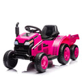 12V Kids Ride On Electric Tractor Black Knight,Kids Ride On Toy.2Wd,Non Skid Tires, Steering Wheel, Foot Pedal,With Removable Storage Tug,Light,Bluetooth,Music,Mp3,Usb,Power Display For Kids Aged 2 3. Rose Red 50 99 Lbs Polypropylene